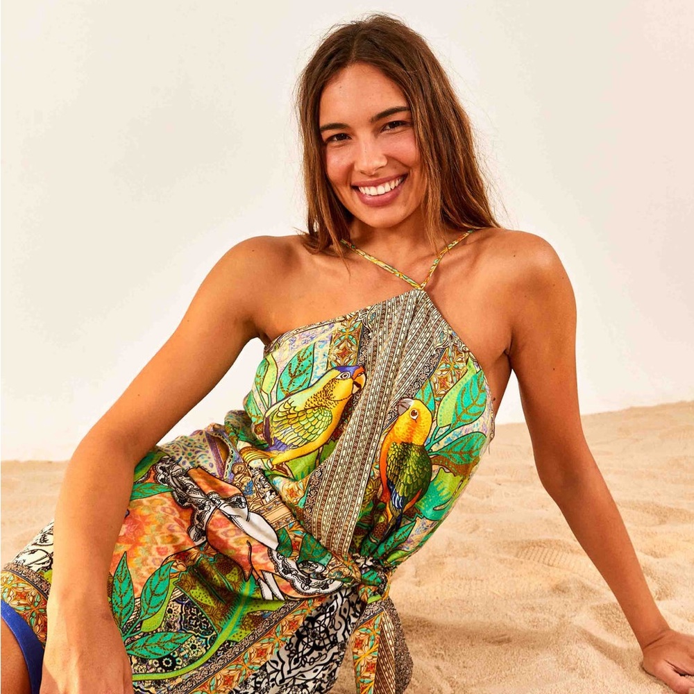 Farm Rio Gayatri Halter Neck Mini Dress XS Brand New with Tags Attached